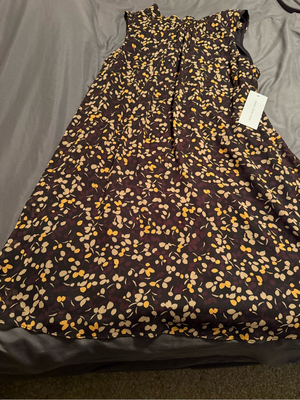 Marc New York Black A-Line Skirt with Mustard and Cream Floral Print